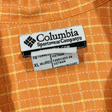 Load image into Gallery viewer, COLUMBIA SPORTSWEAR Classic Orange Check Short Sleeve Polyster Open Collar Shirt
