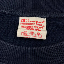 Load image into Gallery viewer, Champion Reverse Weave Embroidered Mini Spellout Logo Navy Blue Sweatshirt