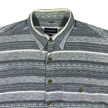 Load image into Gallery viewer, Vintage Commander Grey White Multi Striped Long Sleeve Cotton Flannel Shirt