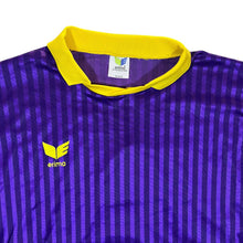 Load image into Gallery viewer, Early 00's ERIMA Mini Felt Logo Purple Collared Long Sleeve Sports Jersey Top
