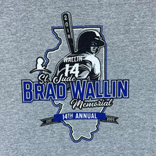 Load image into Gallery viewer, BRAD WALLIN MEMORIAL "St Jude" Baseball Spellout Graphic Grey T-Shirt