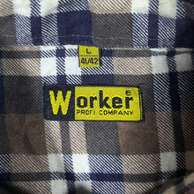 Load image into Gallery viewer, Vintage Worker Brown Black White Check Cotton Long Sleeve Button-Up Flannel Shirt
