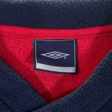 Load image into Gallery viewer, Early 00's UMBRO Embroidered Big Logo Navy Blue Red Fleece V-Neck Sweatshirt