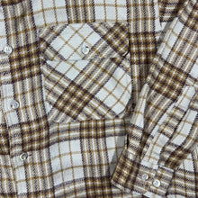 Load image into Gallery viewer, Vintage Viking Beige Brown Plaid Check Long Sleeve Acrylic Cotton Flannel Shirt