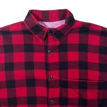 Load image into Gallery viewer, Red Black Lumberjack Plaid Check Long Sleeve Cotton Flannel Shirt