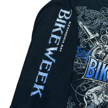 Load image into Gallery viewer, ALEXANDRIA BAY BIKE WEEK "New York" Gothic Biker Souvenir Spellout Graphic Long Sleeve T-Shirt