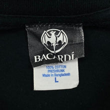 Load image into Gallery viewer, Bacardi “Together” Need Help? Promo Graphic Logo Spellout Black T-Shirt
