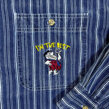Load image into Gallery viewer, Vintage 90's C&A THE FLINTSTONES "I'm The Best" Striped Long Sleeve Button-Up Shirt