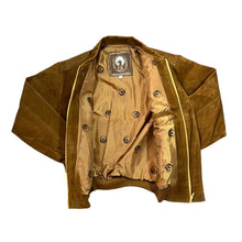 Load image into Gallery viewer, Vintage 90's GA MADE IN ITALY Faux Suede Leather Tan Brown Bomber Jacket