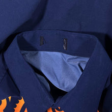 Load image into Gallery viewer, Early 00's Gothic Y2K Tribal Flame Graphic Navy Blue Short Sleeve Shirt