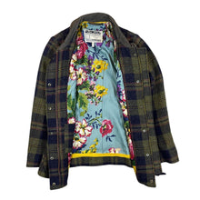 Load image into Gallery viewer, TOM JOULE Tartan Plaid Check Leather Collar Floral Lined Country Field Coat Jacket