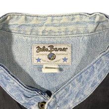 Load image into Gallery viewer, Vintage John Baner Blue Denim Cowboy Western Grandad Collar Long Sleeve Shirt