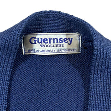 Load image into Gallery viewer, Vintage 90&#39;s GUERNSEY WOOLENS Classic Blue Heavyweight Pure New Wool Knit Button Cardigan Sweater Jumper
