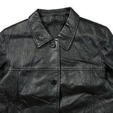Load image into Gallery viewer, Vintage GENUINE LEATHER Classic Real Black Leather Button Jacket