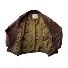 Load image into Gallery viewer, Vintage 90's Oakland Genuine Real Brown Heavyweight Leather Zip Bomber Jacket