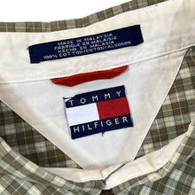 Load image into Gallery viewer, Vintage TOMMY HILFIGER Brown Beige Plaid Check Mini Logo Short Sleeve Cotton Shirt