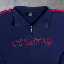 Load image into Gallery viewer, Vintage Starter Embroidered Big Spellout Navy Blue 1/4 Zip Pullover Sweatshirt