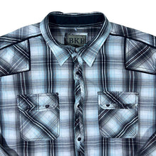 Load image into Gallery viewer, BKE Athletic Fit Western Style Plaid Check Popper Long Sleeve Cotton Shirt