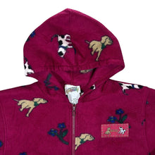 Load image into Gallery viewer, Vintage NORTHERN GETAWAY Cat Dog Flower Patterned Zip Fleece Hoodie