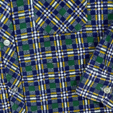 Load image into Gallery viewer, Vintage Green Navy Blue Yellow White Plaid Check Long Sleeve Flannel Shirt