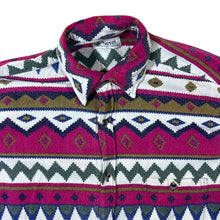 Load image into Gallery viewer, Vintage 90's Novel Penny Farthing Abstract Aztec Patterned Long Sleeve Flannel Shirt