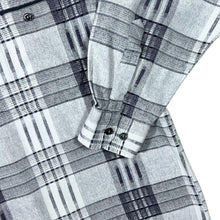 Load image into Gallery viewer, Vintage Grey White Black Mix Plaid Check Long Sleeve Flannel Shirt