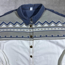 Load image into Gallery viewer, Vintage Forbidden Co. Aztec Pattern Cowboy Western Cotton White Long Sleeve Shirt