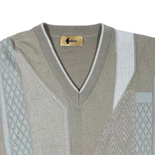 Load image into Gallery viewer, Vintage GABICCI Grandad Patterned Acrylic Wool Knit V-Neck Sweater Jumper