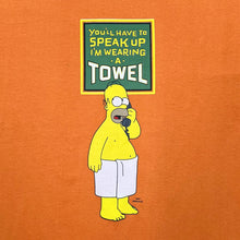 Load image into Gallery viewer, Deadstock THE SIMPSONS (2006) "Speak Up I'm Wearing A Towel" Homer TV Show Spellout Graphic V-Neck T-Shirt