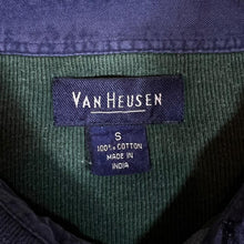 Load image into Gallery viewer, Vintage VAN HEUSEN Colour Block Striped Distressed Collared Sweatshirt