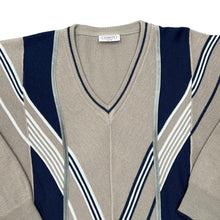 Load image into Gallery viewer, Vintage GABICCI Classic Grandad Colour Block Acrylic Wool V-Neck Sweater Jumper