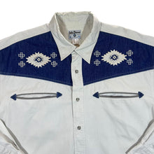 Load image into Gallery viewer, Vintage JOHN BANER Cowboy Western Style Denim Panel Long Sleeve Cotton Shirt