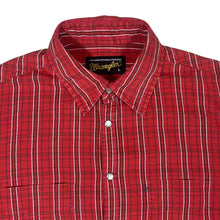 Load image into Gallery viewer, Vintage WRANGLER Western Red Plaid Check Popper Button Long Sleeve Cotton Shirt
