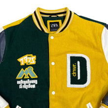 Load image into Gallery viewer, ZARA "Underground Is Freedom" Embroidered Spellout Colour Block Varsity Letterman Bomber Jacket
