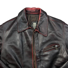 Load image into Gallery viewer, Vintage 90's VERA PELLE Classic Black Red Distressed Effect Real Leather Bomber Jacket