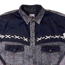 Load image into Gallery viewer, Vintage Arizona Jeans Cowboy Western Grey Acid Wash Denim Popper Long Sleeve Shirt