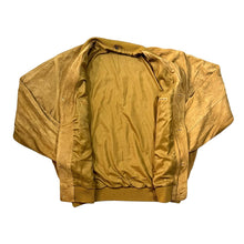 Load image into Gallery viewer, Vintage 90's MADE IN INDIA Genuine Real Tan Suede Leather Button Bomber Jacket