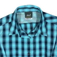 Load image into Gallery viewer, JACK WOLFSKIN Outdoor Blue Plaid Check Short Sleeve Utility Shirt