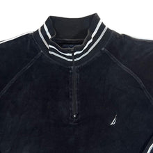 Load image into Gallery viewer, Nautica Mini Logo Black Velour 1/4 Zip Pullover Sweatshirt
