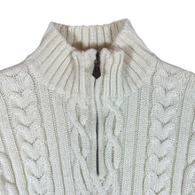 Load image into Gallery viewer, Early 00's WOOLOVERS Classic Cream Chunky Cable Knit Wool 1/4 Zip Sweater Jumper