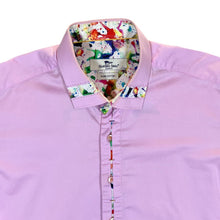 Load image into Gallery viewer, CLAUDIO LUGLI COUTURE Ink Splatter Patterned Trim Pink Long Sleeve Cotton Shirt