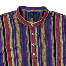Load image into Gallery viewer, Vintage DW Shop Hippy Multi Rainbow Colour Striped Henley Button Long Sleeve Shirt