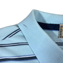 Load image into Gallery viewer, Vintage THOMAS BURBERRY Embroidered Mini Logo Blue Striped Short Sleeve Polo Shirt