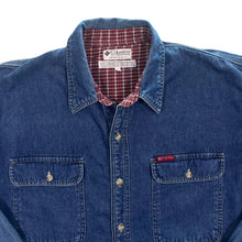 Load image into Gallery viewer, Vintage 90's Columbia Sportswear Checked Lined Heavy Cotton Blue Denim Long Sleeve Shirt