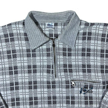 Load image into Gallery viewer, Vintage Mete Collection Plaid Check 1/4 Zip Collared Long Sleeve Polo Shirt