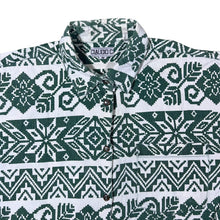 Load image into Gallery viewer, Vintage 90's Claudio C Crazy Abstract Patterned Green White Long Sleeve Cotton Shirt