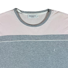 Load image into Gallery viewer, Early 00's YSL YVES SAINT LAURENT Baby Pink Grey Mini Logo Colour Block T-Shirt