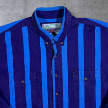 Load image into Gallery viewer, Vintage MWG Canadian Outdoors Blue Striped Long Sleeve Button-Up Cotton Shirt