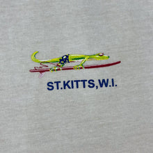 Load image into Gallery viewer, Vintage St. Kitts, W.I. Lizard Repitle Surfing Souvenir Graphic Cream T-Shirt