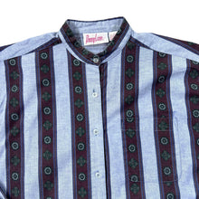 Load image into Gallery viewer, Vintage 90's PENNY LANE Colour Block Patterned Striped Long Sleeve Grandad Collar Shirt